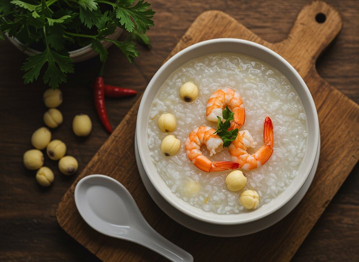 Cách nấu cháo tôm hạt sen cho bé ăn dặm bổ dưỡng ngon miệng